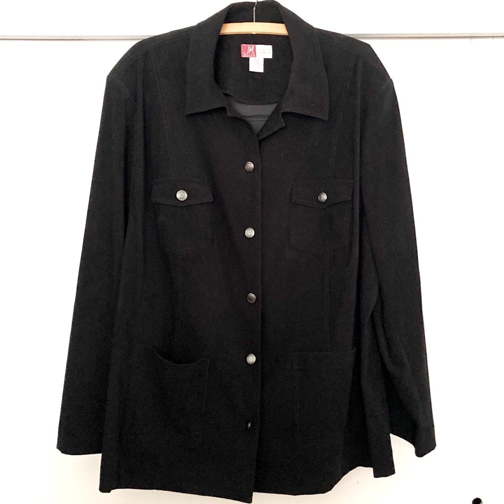 JM Woman Black Microfiber (suede feel) Shirt/Overshirt - Womens Plus Size 24W